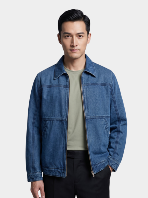 Áo Khoác Jean Trơn Dây Kéo Form Regular AK076