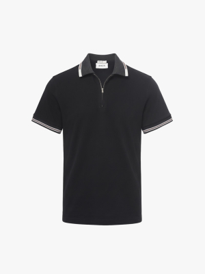 Áo Polo Double Face Trụ Dây Kéo Bo Kiểu Form Regular PO198 Màu Đen