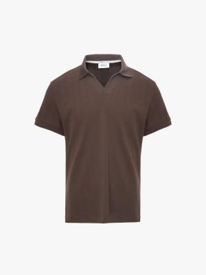 Áo Polo Vertical Texture Cổ V Bo Kiểu Form Modern PO199 Màu Nâu