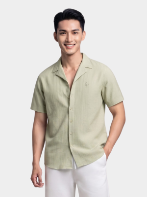Áo Sơ Mi Cổ Cuban Thêu Đầu Ngựa Form Regular SM200