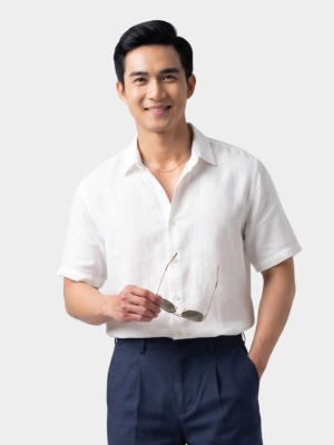 Áo Sơ Mi Linen Xước Ngắn Tay Form Regular SM203