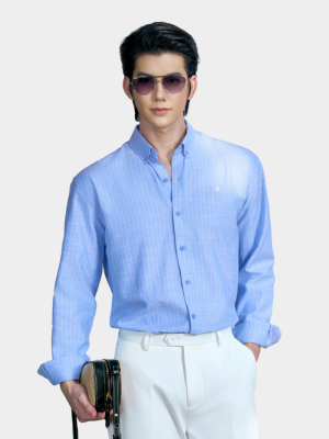 Áo Sơ Mi Oxford Sọc Cổ Button - Down Form Regular SM207