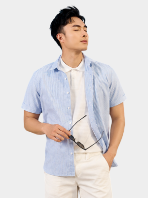 Áo Sơ Mi Oxford Thêu Hình Mỏ Neo 4M Form Regular SM185