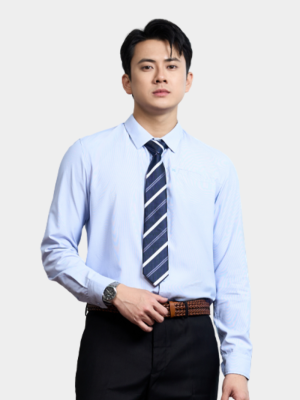 Áo Sơ Mi Sọc Hạn Chế Nhăn Wrinkle X Thêu M Ở Túi Form Slimfit SM174