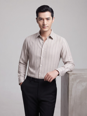 Áo Sơ Mi Sọc Thêu Logo Ngựa Form Regular SM202
