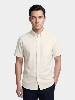 Áo Sơ Mi Tay Ngắn Oxford Thêu 4M Ở Túi Form Regular SM191
