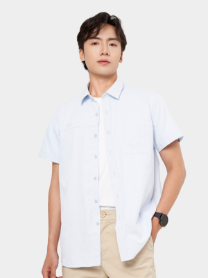 Áo Sơ Mi Tay Ngắn Thêu Logo M Form Regular SM197