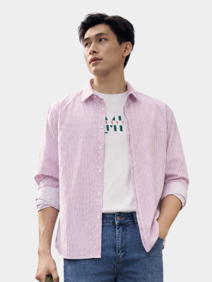Áo Sơ Mi Vải Modal In Họa Tiết Sọc Form Regular SM169