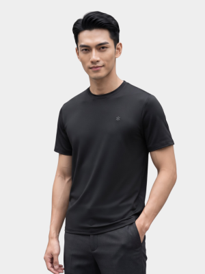 Áo Thun Cool-X Cổ Tròn In Logo Bông Tuyết Form Slimfit AT188 Đen