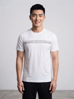 Áo Thun In Signature Stripe 4MEN Club Form Regular AT197 Màu Trắng