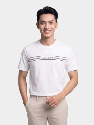 Áo Thun In Signature Stripe 4MEN Club Form Regular AT197 Màu Trắng