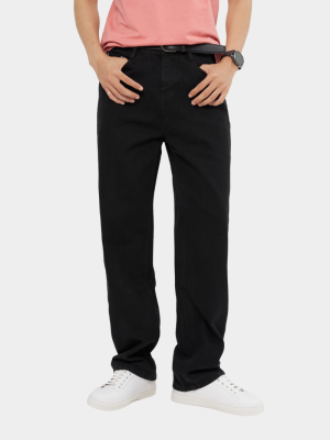 Quần Jean Phối Dây Sọc 2 Bên Sườn Form Straight Đen QJ133 Màu Đen
