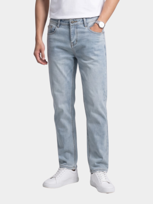 Quần Jeans Trơn Form Straight QJ129 Màu Xanh