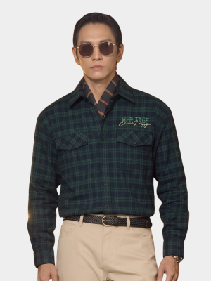 Áo Overshirt Vải Caro Flannel Thêu Heritage Form Loose SM166