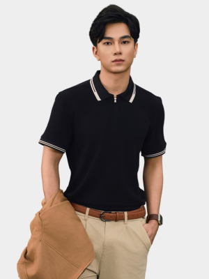 Áo Polo Double Face Trụ Dây Kéo Bo Kiểu Form Regular PO198