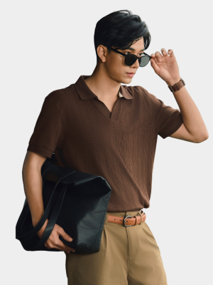 Áo Polo Vertical Texture Cổ V Bo Kiểu Form Modern PO199