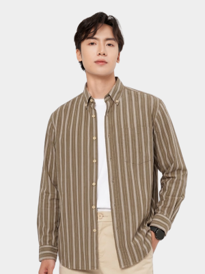 Áo Sơ Mi Sọc Cổ Button Down Form Relaxed SM212