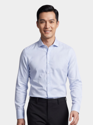 Áo Sơ Mi Sọc Thêu Huy Hiệu M Form Tailored SM180