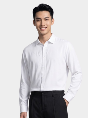 Áo Sơ Mi Tay Dài Vải Bamboo Thêu Chữ Liberty M Ở Vai Form Slimfit SM190