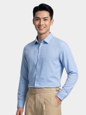 Áo Sơ Mi Vải Bamboo Thêu Gentlemen Ở Măng Séc Form Slimfit SM155