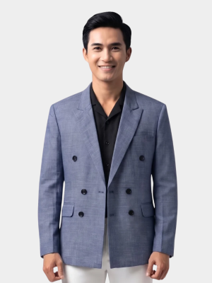 Áo Vest Cổ V 3 Hàng Nút Linen AV1137 Màu Xanh Đen