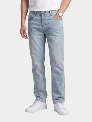 Quần Jeans Trơn Form Straight QJ129 Màu Xanh