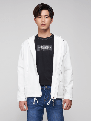 Áo Khoác Dù Hai Lớp Có Nón AK007 Màu Trắng