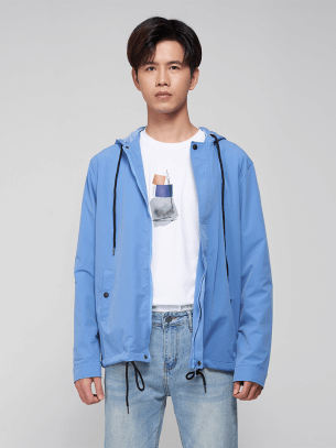Áo Khoác Dù Hai Lớp Có Nón AK007 Màu Xanh