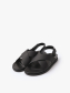 Dép sandal quai chéo da Microfiber đế TPR - DE006 Màu Đen