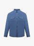 Áo Sơ Mi Denim Cổ Button-Down Ép Chữ Nổi Lưng Form Loose SM150 Màu Xanh Biển Đậm