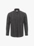Áo Sơ Mi Sọc Cổ Button Down Form Relaxed SM212 Màu Xanh Đen