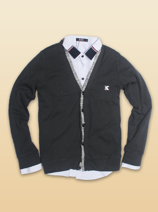 Áo khoác cardigan xám chuột đậm ac086 - 1