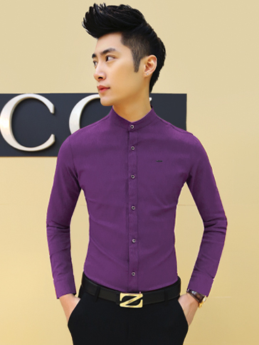 Áo sơ mi cổ trụ tím asm677 - 1