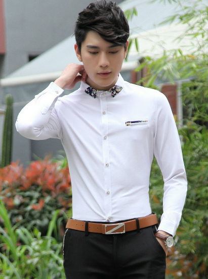 Áo sơ mi trắng phối hoa asm675 - 1