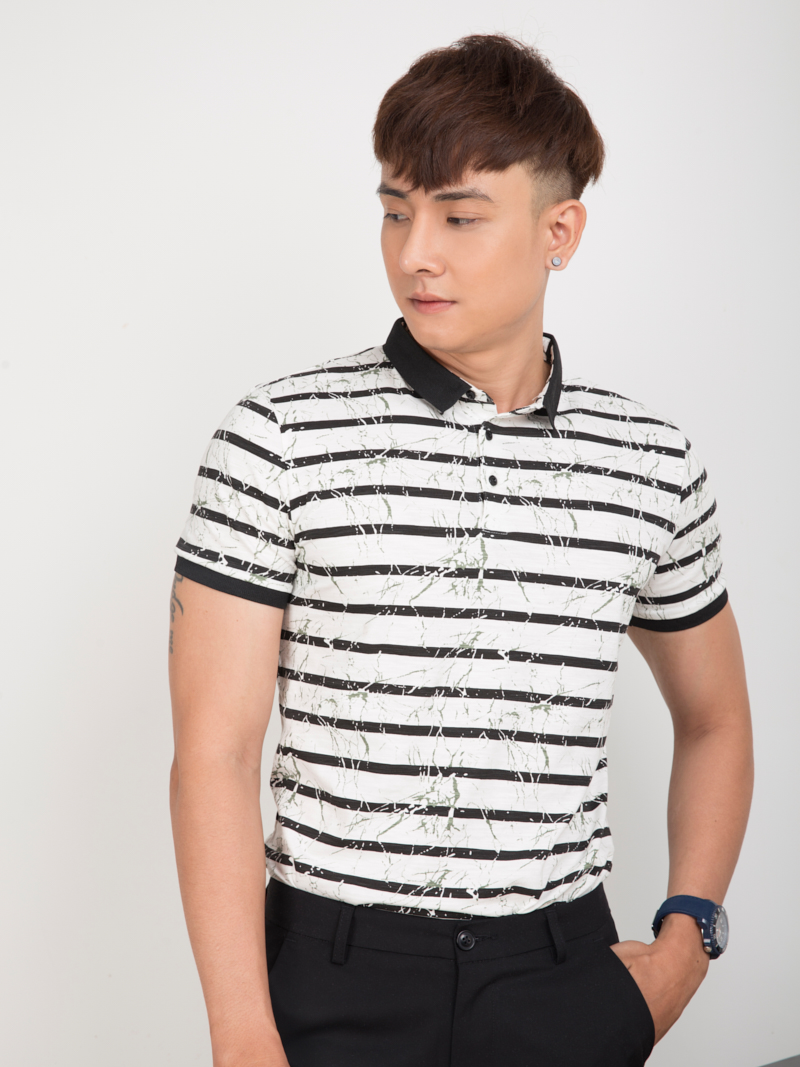 Áo Polo chui cổ tay ngắn ombré MÀU XANH LÁ 8001