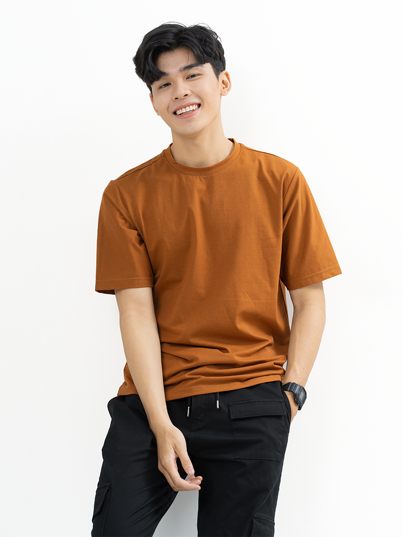 Áo thun trơn cổ tròn nam - Basic plus Round neck t-shirt for men |  LimeOrange.vn