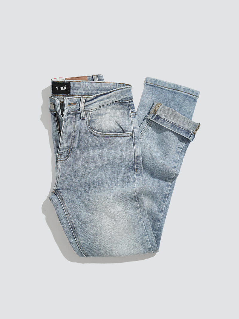 Quần Jeans Xước Form Slimfit QJ009 Màu Xanh