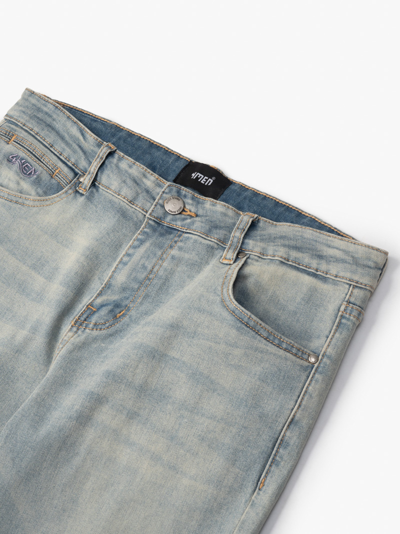 Quần Jeans Wash Wave Form Slimfit QJ085 Màu Xám Xanh