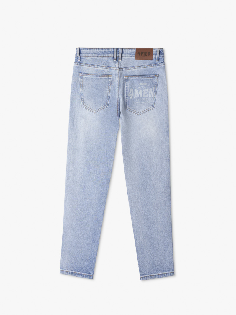 Quần Jeans Xanh Wash Laser Túi Sau Form Slim-Cropped QJ092