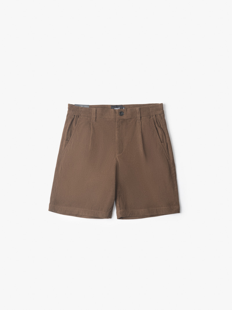 Quần Short Nhung Tăm Gắn Tag Da Tam Giác Form Straight QS050