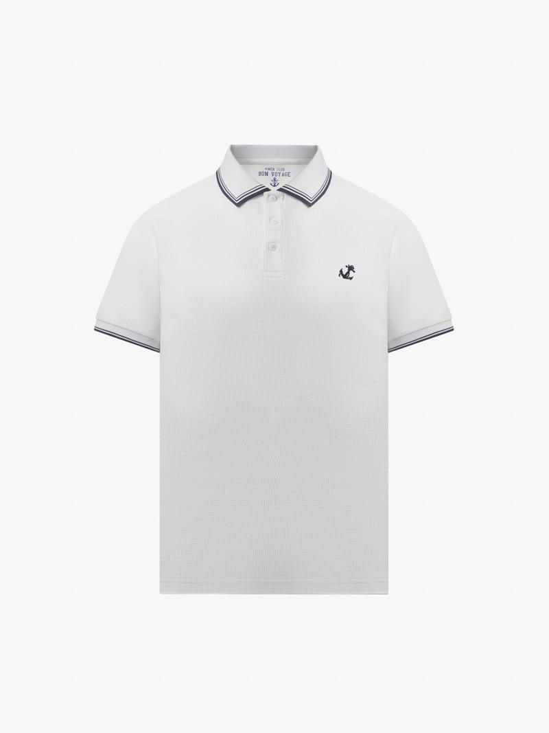 Áo Polo Bo Dệt Sọc Thêu Hình Neo ở Ngực Form Regular PO128