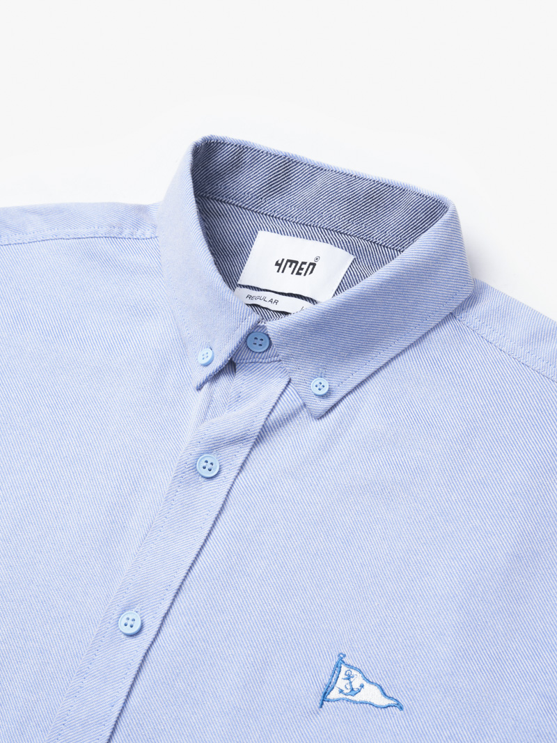 Áo Sơ Mi Oxford Cổ Button-Down Thêu Ngực Form Regular SM149 Màu Xanh Biển