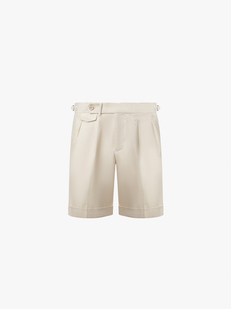 Quần Short Linen Sidetab Form Straight QS056 Màu Kem