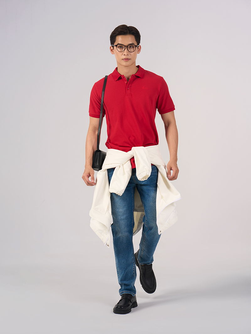 Quần Jeans Xanh Túi Đắp Lưng Thêu Vintage Form Regular QJ094