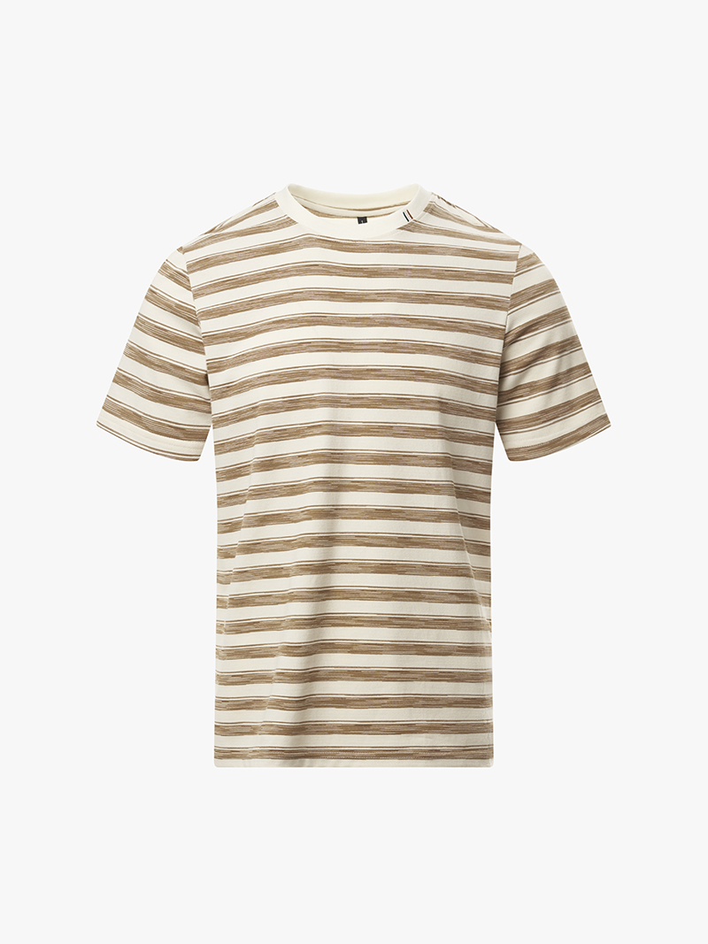 Áo Thun Sọc Loang Thêu Cổ và Tay Form Slimfit AT156