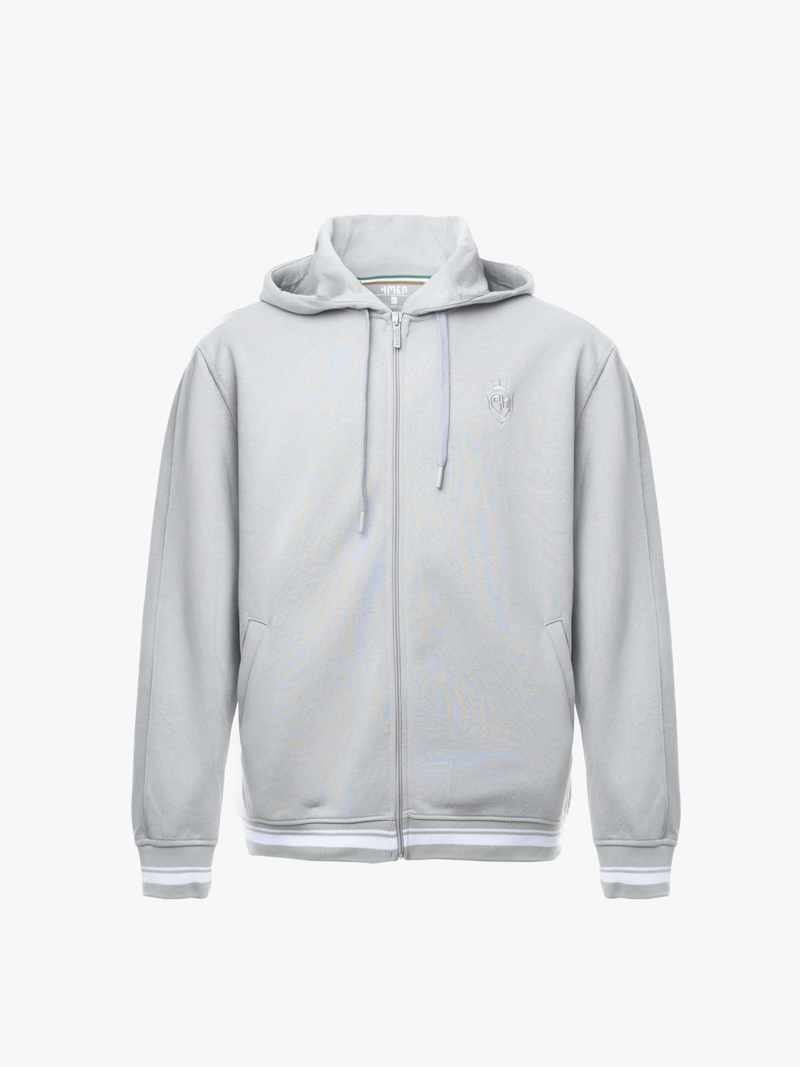 Áo Hoodie Phối Bo Sọc Thêu Logo Sọc Ở Cổ Tay Form Regular AH007 Màu Xám