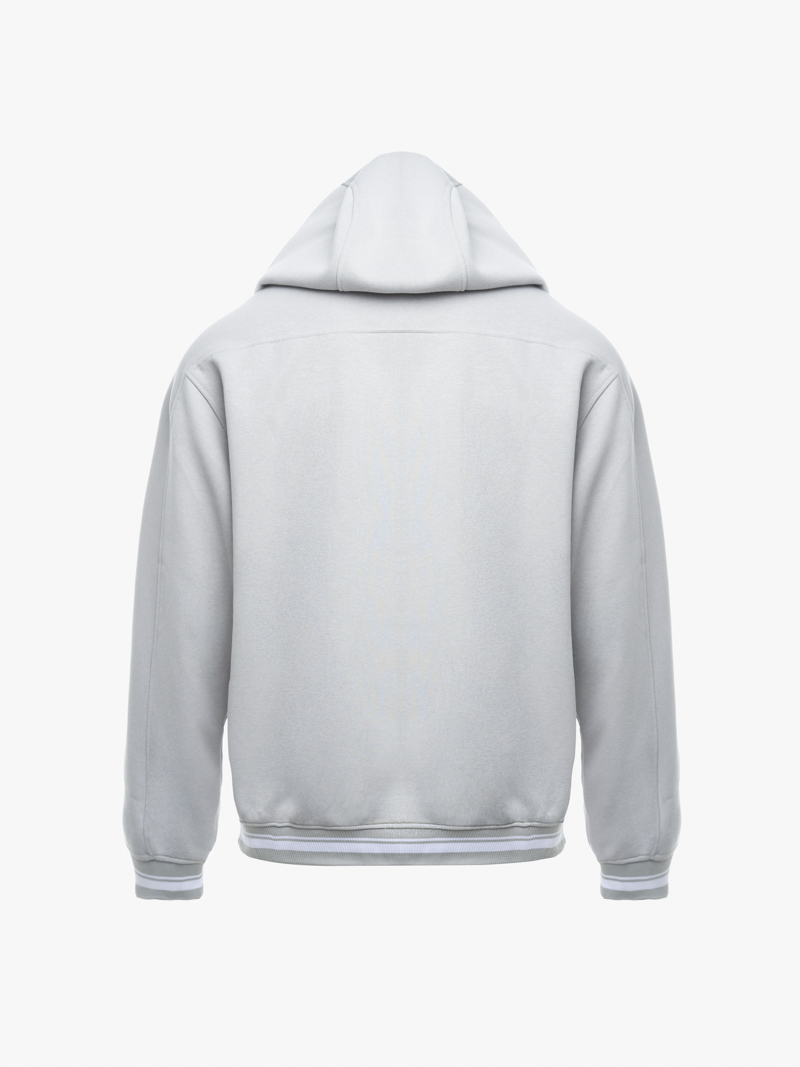 Áo Hoodie Phối Bo Sọc Thêu Logo Sọc Ở Cổ Tay Form Regular AH007 Màu Xám