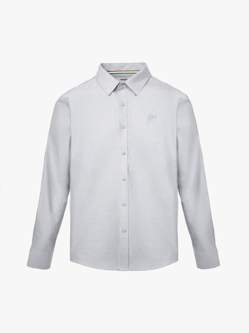 Áo Sơ Mi Oxford Thêu Logo Huy Hiệu Form Slimfit SM171 Màu Xám - Mã SP ...