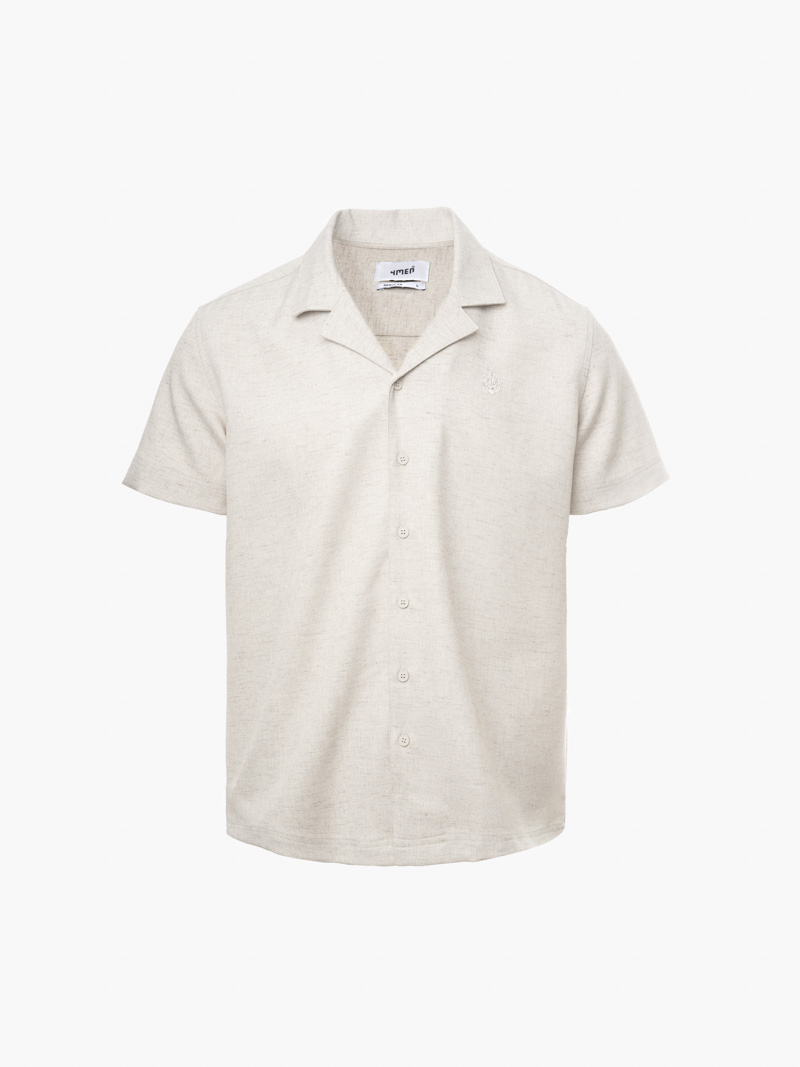 Áo Sơ Mi Linen Xám Thêu Hình Mỏ Neo 4M Form Regular SM186 Màu Xám