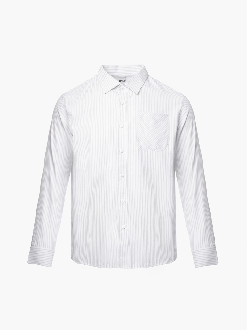 Áo Sơ Mi Sọc Hạn Chế Nhăn Wrinkle X Thêu Chữ M Form Tailored SM177 Sọc Đen